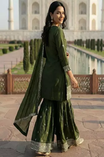 green festive sharara suit