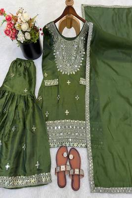green festive sharara suit 4