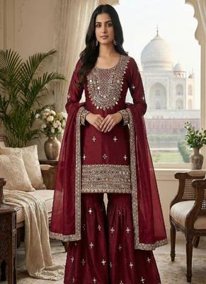 maroon designer ethnic suit 2