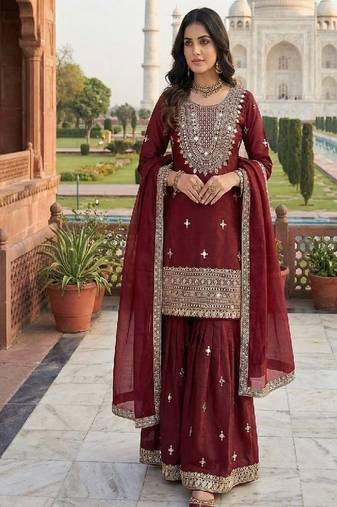 maroon designer ethnic suit