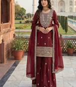 maroon designer ethnic suit