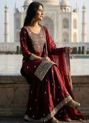 maroon designer ethnic suit 3