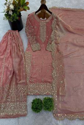peach pink festive sharara suit 2