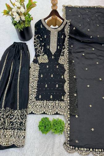 black designer sharara suit
