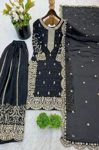 black designer sharara suit