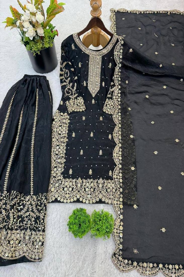 black designer sharara suit