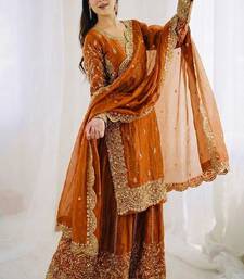 orange festive sharara suit