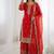 red embroidered sharara suit