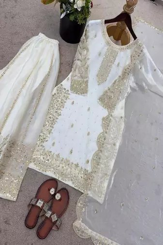 white designer sharara set