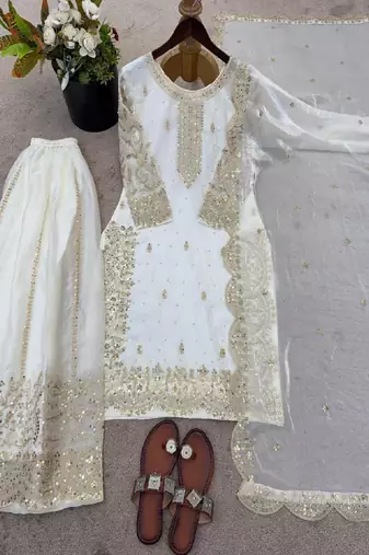 white designer sharara set