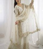 white designer sharara set