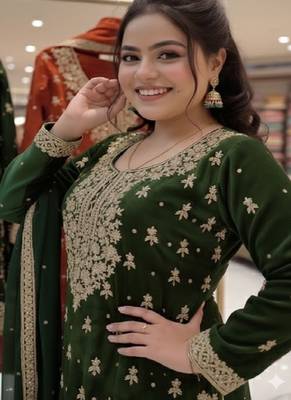 dark green embroidered designer suit 2