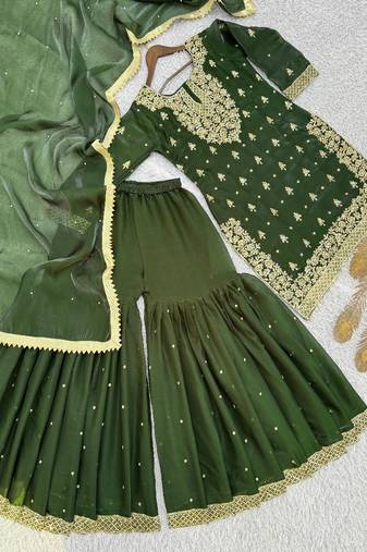dark green embroidered designer suit