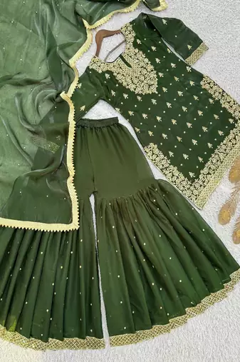 dark green embroidered designer suit