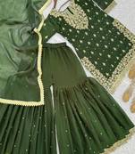dark green embroidered designer suit