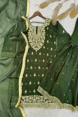 dark green embroidered designer suit 3