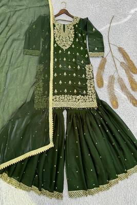 dark green embroidered designer suit 4