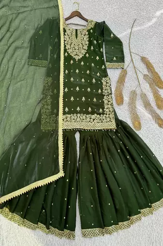 dark green embroidered designer suit