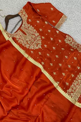 orange traditional embroidered suit