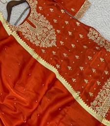 orange traditional embroidered suit