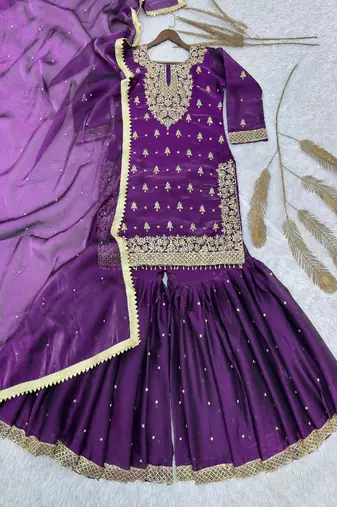 royal purple designer sharara suit