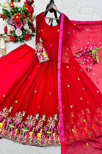 red traditional lehenga set