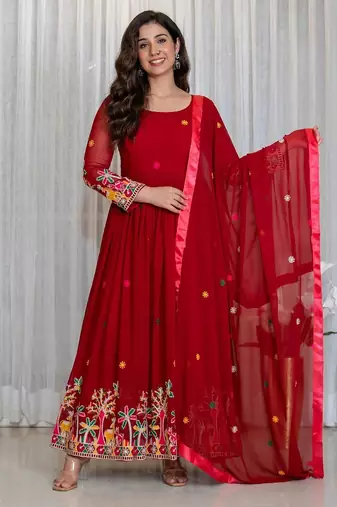 red traditional lehenga set