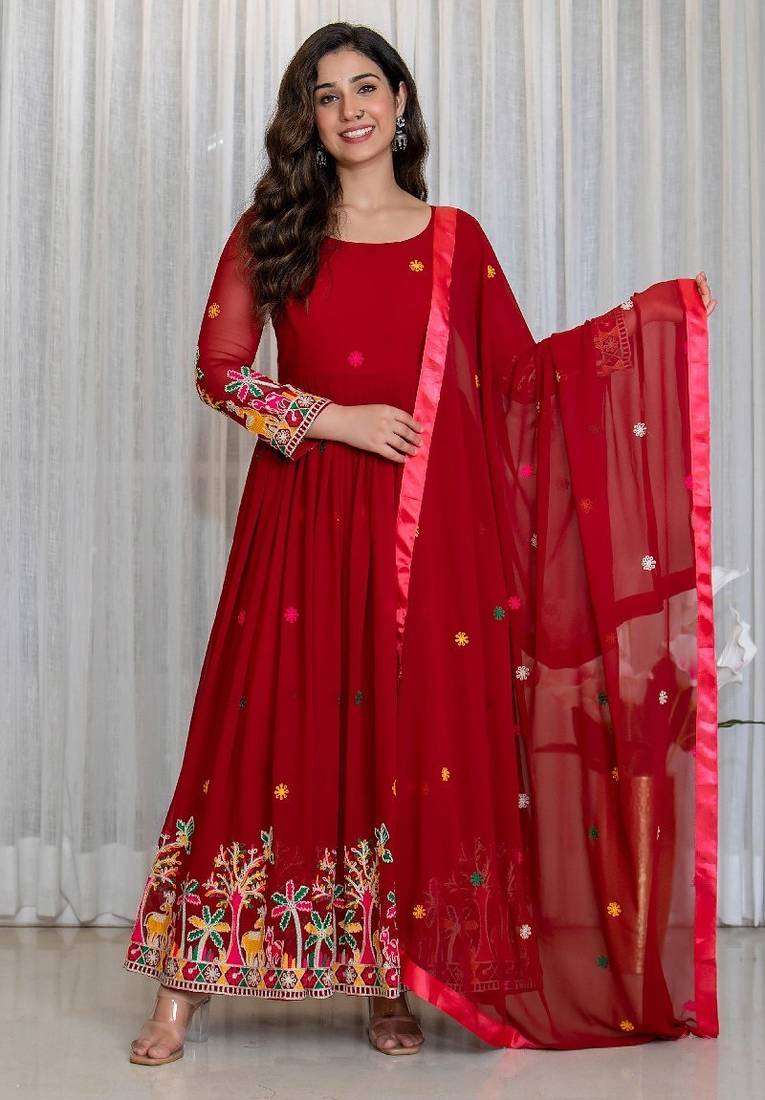 red traditional lehenga set