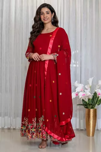 red traditional lehenga set