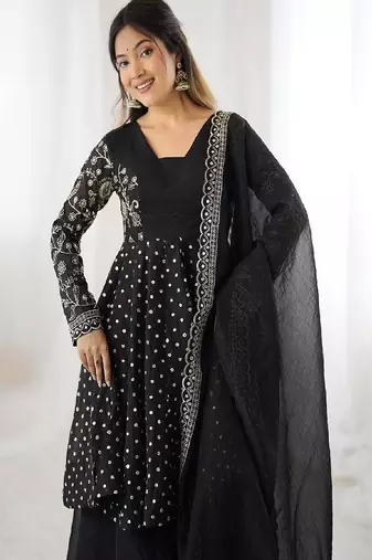 black anarkali style suit