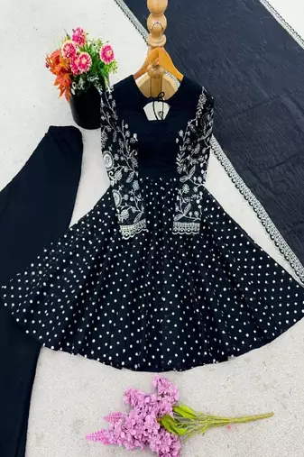 black anarkali style suit