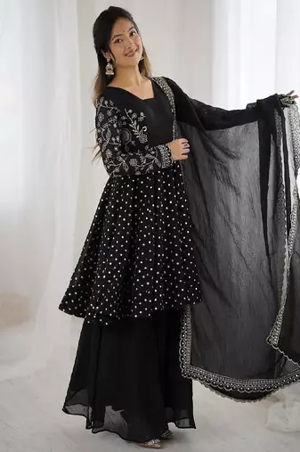 black anarkali style suit