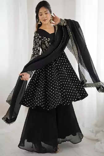 black anarkali style suit