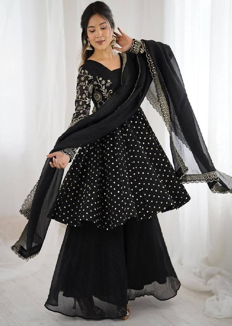 black anarkali style suit
