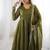 olive green designer anarkali suit