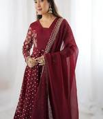 pink embroidered ethnic suit