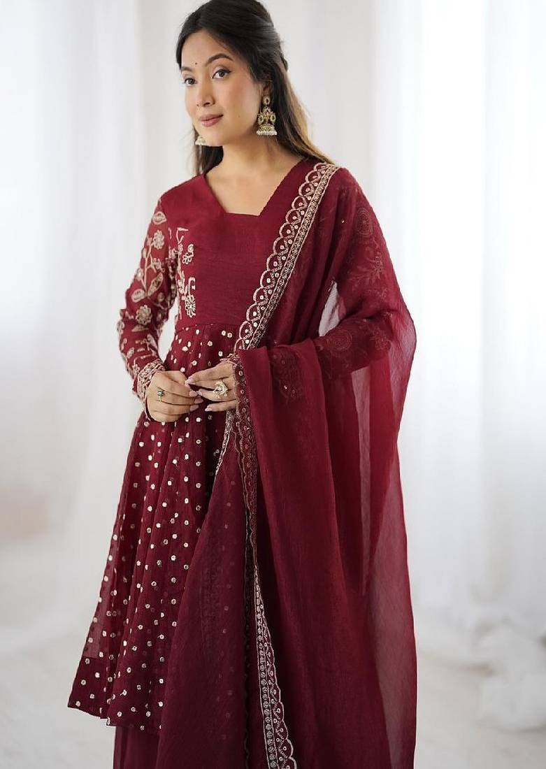 pink embroidered ethnic suit