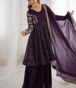deep purple designer sharara suit