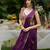 Purple printed viscose saree set