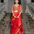Red embroidered organza saree set