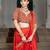 Red embroidered organza saree set