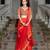 Red embroidered organza saree set