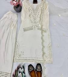 white embroidered style suit