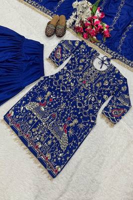 royal blue heavy embroidered patiala set 2