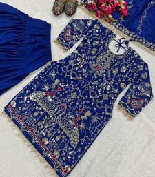 royal blue heavy embroidered patiala set
