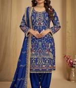 royal blue heavy embroidered patiala set