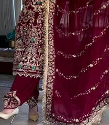 maroon embroidered patiala set