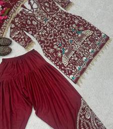 maroon embroidered patiala set