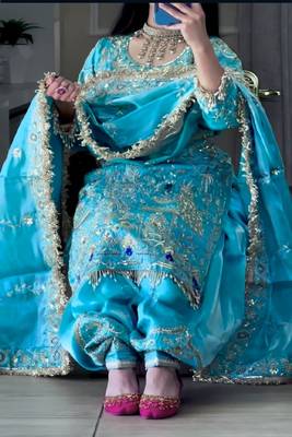 blue designer patiala suit 2