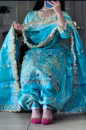 blue designer patiala suit